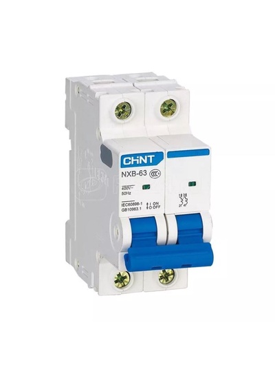 Выключатель автоматическийCHINT NXB-63S, 2 полюса, C-тип, 2 А, 4.5 кА