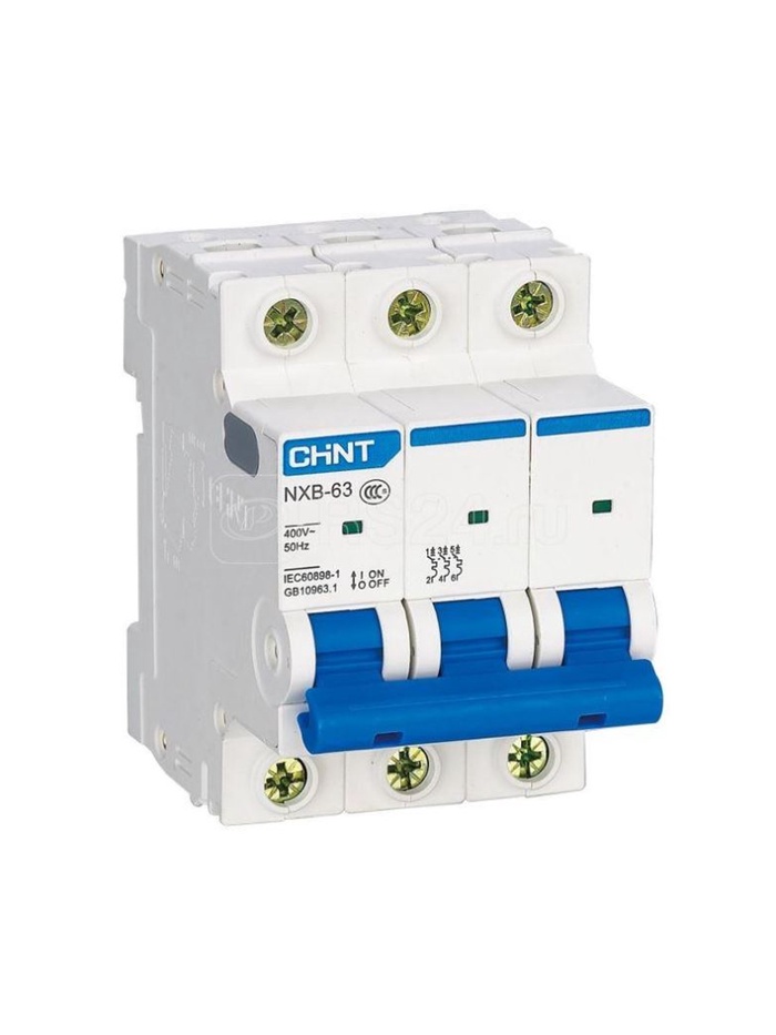 Выключатель автоматический CHINT NXB-63S, 3 полюса, C‑тип, 10  А, 4.5 кА - Фото 1