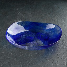 Тарелка глубокая стеклянная «Линден», d=19,5 см, цвет синий