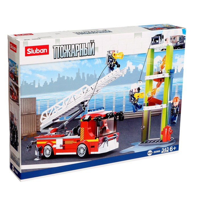 Конструктор Пожарный «Машина с лестницей», 343 детали - Фото 1