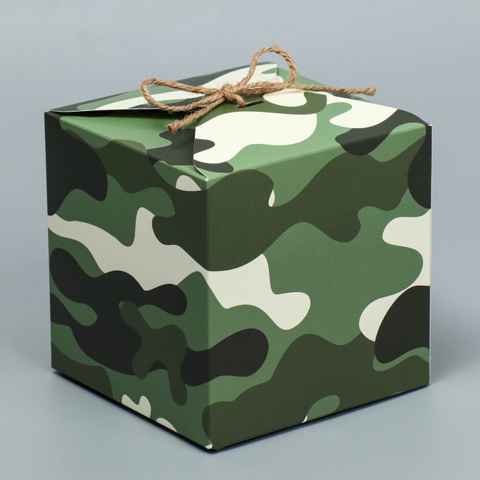 Коробка подарочная складная, упаковка, «Милитари», 12 х 12 х 12 см - Фото 1