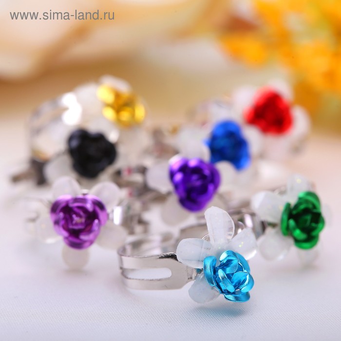 Кольцо «Ромашка», МИКС, безразмерное - Фото 1