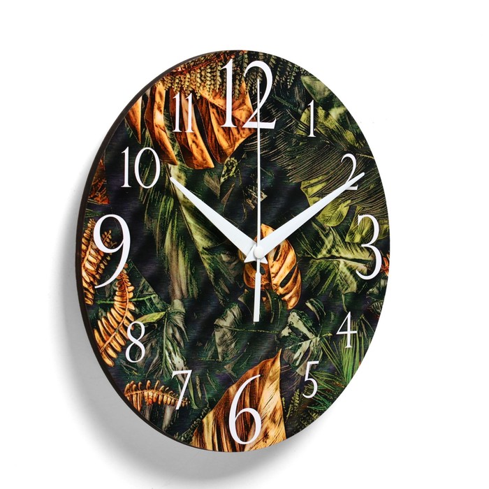 Часы настенные, серия: Интерьер, "Листья", дискретный ход, d-23.5 см - фото 1906105521