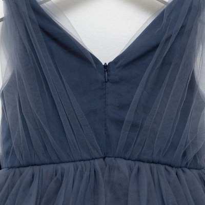 Платье нарядное для девочки KAFTAN, серо-синее, размер 32 (110-116 см)