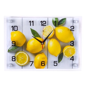 Часы-картина настенные, серия: Кухня, "Лимоны на столе", плавный ход, 25 x 35 см