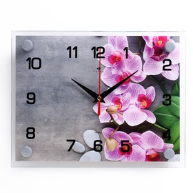 Часы-картина настенные, серия: Интерьер, "Орхидеи", плавный ход, 20 х 26 см