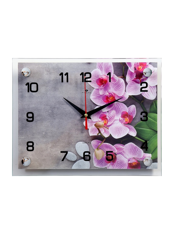 Часы настенные интерьерные «Орхидеи», бесшумные, плавный ход, 20×26 см - Фото 1