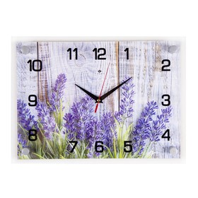 Часы-картина настенные, серия: Интерьер, "Фиолетовые цветы", плавный ход, 25 х 35 см