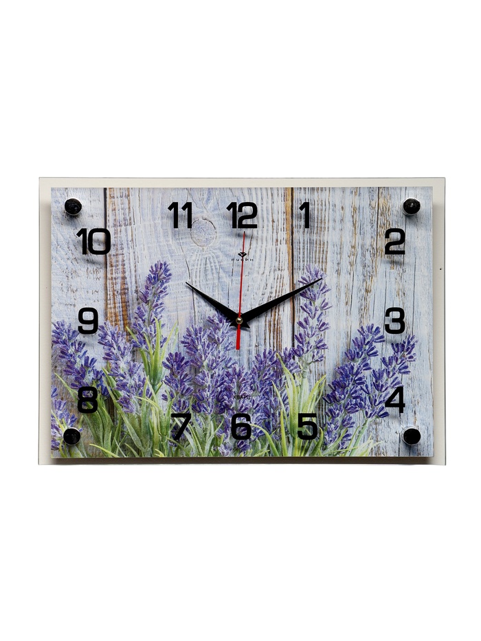 Часы настенные интерьерные «Фиолетовые цветы», бесшумные, плавный ход, 25×35 см - Фото 1
