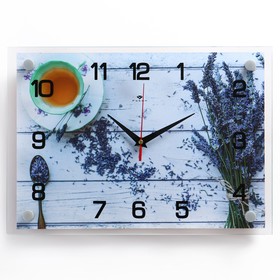 Часы-картина настенные, серия: Кухня, "Лавандовый чай", плавный ход, 25 х 35 см