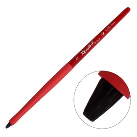 Кисть из смеси Соболя, круглая, Roubloff серия Red flat № 6, ручка короткая красная, покрытие обоймы soft-touch