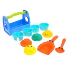 Песочный набор "Глазастики" 11 предметов: переноска, формочки 8 шт, совок, лопатка - Фото 1