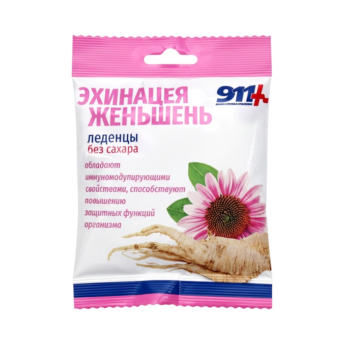 Леденцы "911" без сахара, эхинацея, женьшень, витамин С, 50 г - Фото 1
