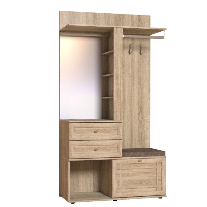 Прихожая Sherlock 70, с зеркалом, 1130×400×2113 мм, цвет дуб сонома - Фото 1