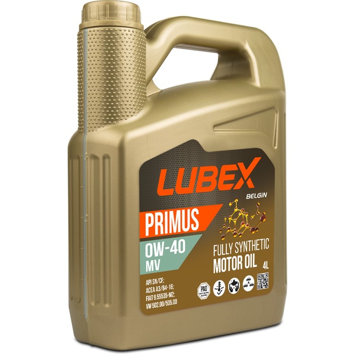 Моторное масло LUBEX PRIMUS MV 0W-40 CF/SN A3/B4, синтетическое, 4 л