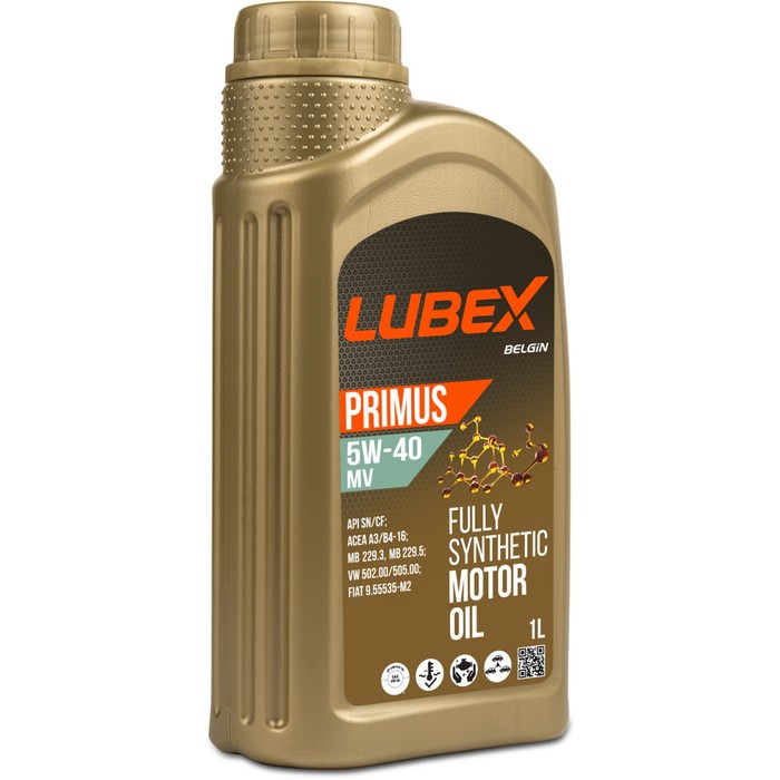 Моторное масло LUBEX PRIMUS MV 5W-40 CF/SN A3/B4, синтетическое, 1 л