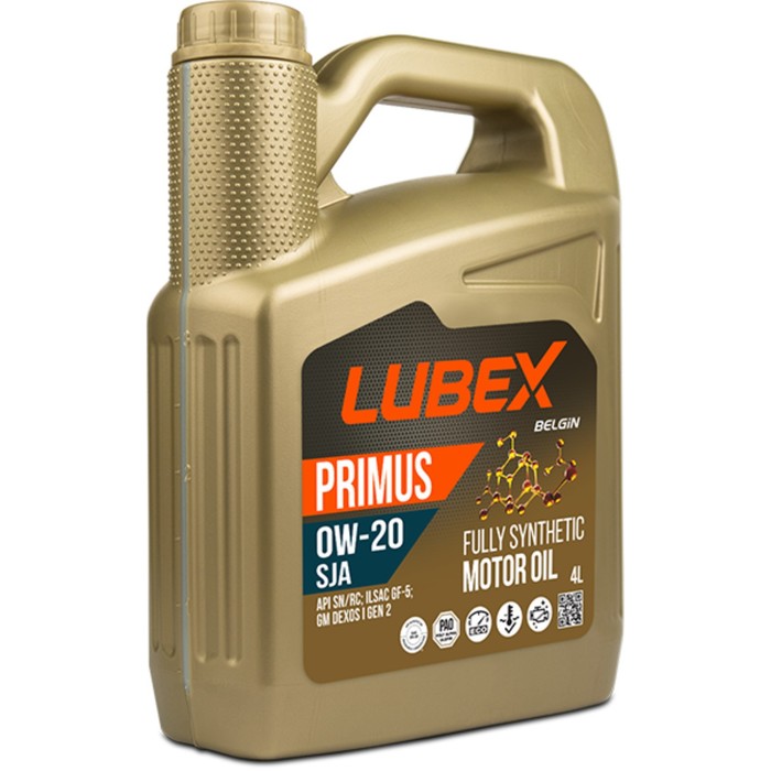 Моторное масло LUBEX PRIMUS SJA 0W-20 SN+RC GF-5, синтетическое, 4 л