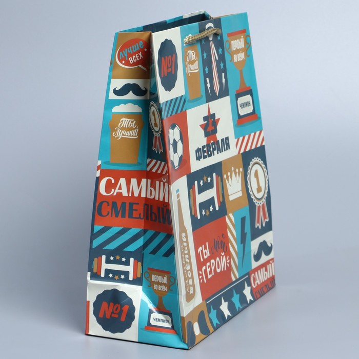 Пакет подарочный ламинированный вертикальный, упаковка, «Мужчине мечты», ML 21 х 25 х 8 см - фото 1909014955