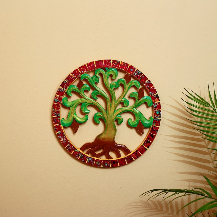 Панно настенное "Древо жизни" дерево, стекло 30 см - Фото 1