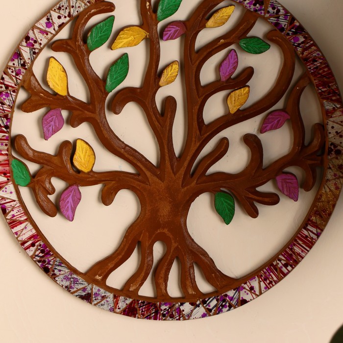 Панно настенное "Древо жизни" дерево, стекло 30 см - фото 1906106226