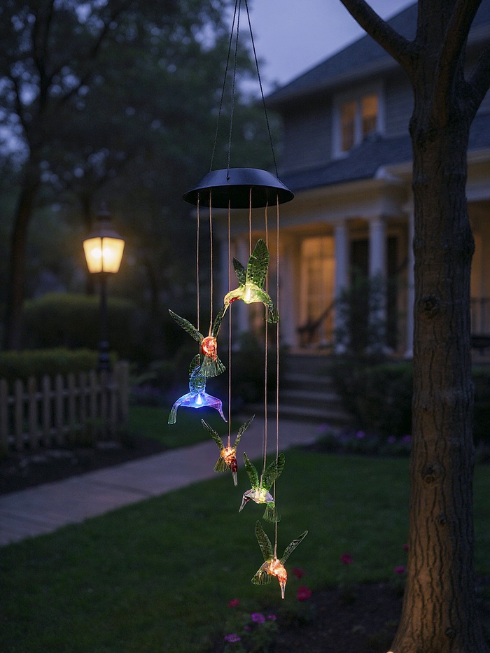 Садовый светильник «Колибри», уличный, на солнечной батарее, 6 LED, свечение мульти