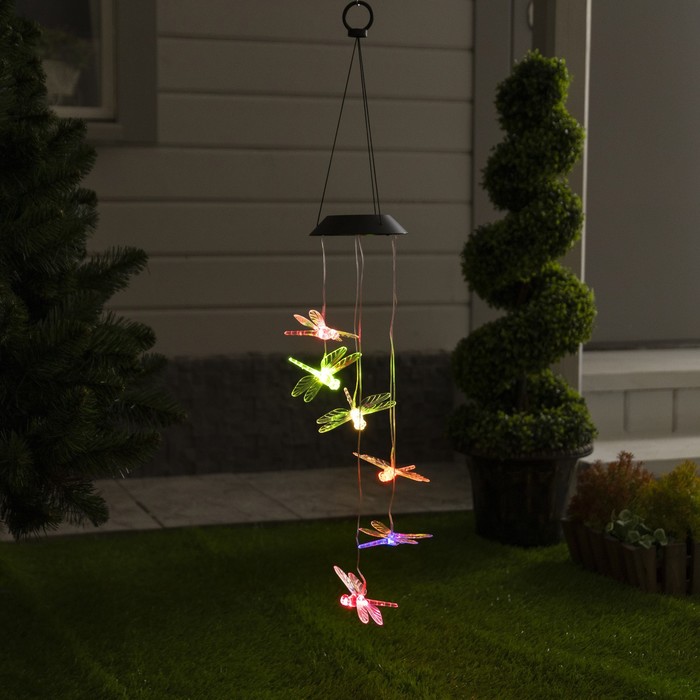 Садовый светильник на солнечной батарее «Стрекозы», 12.5 × 86 × 12.5 см, 6 LED, свечение мульти - фото 1910488574