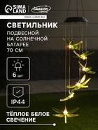 Садовый светильник «Стрекозы», уличный, на солнечной батарее, 6 LED, свечение тёплое белое - Фото 1
