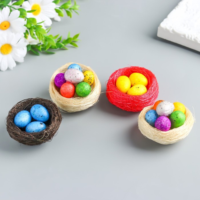 Набор фигурок пасхальных «Яички в гнезде», 4 шт., 6×6 см, МИКС - Фото 1