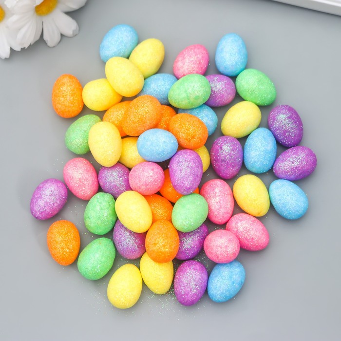 Декор пасхальный «Яйцо - блеск», набор 50 шт., разноцветные, 2.5×1.8×1.8 см - Фото 1