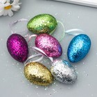 Декор пасхальный подвеска "Яйцо - блёстки" набор 6 шт разноцветные 6х4х4 см - Фото 1