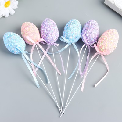 Набор топперов для украшения «Яйцо - бисер», 6 шт., разноцветные, 5×3×3 см