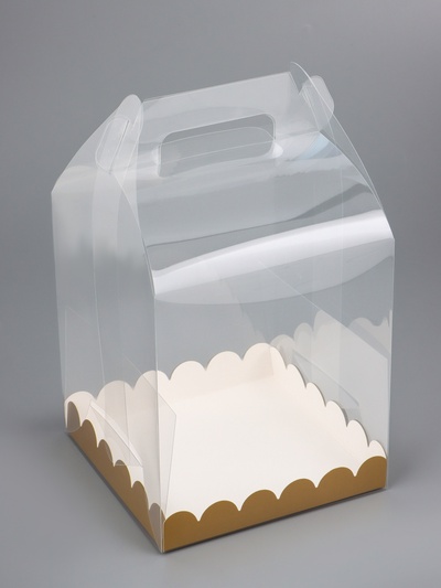 PVC Коробка для бенто - торта, прозрачная, 16×16×18 см