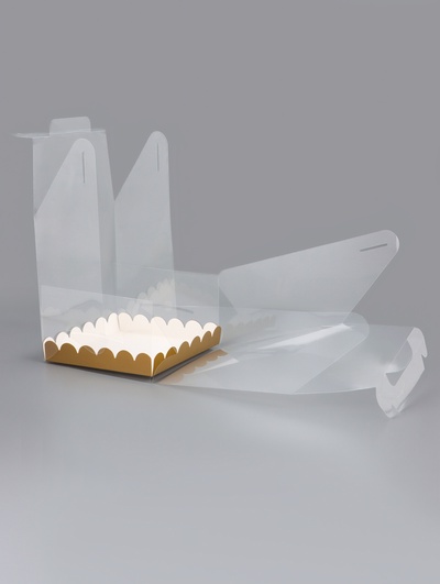 PVC Коробка для бенто - торта, прозрачная, 16×16×18 см