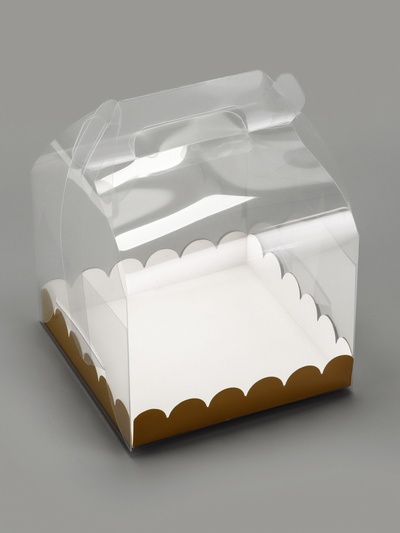 PVC Коробка для бенто - торта, прозрачная, 16×16×12 см