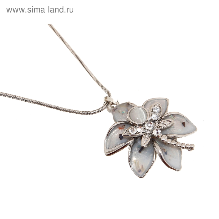 Кулон «Стрекозка», цвет белый в серебре, 45см - Фото 1