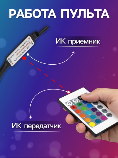 Гирлянда «Нить» 5 м, роса, IP20, серебристая нить, 50 LED, пульт ДУ, свечение RGB, USB