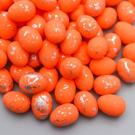 Декор пасхальный "Яйцо - серебристая крапинка" набор 100 шт оранжевый 1,5х1,8 см, 8х8х8 см