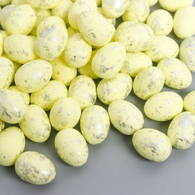 Декор пасхальный "Яйцо - серебристая крапинка" набор 100 шт св, жёлтый 1,5х1,8 см, 8х8х8 см