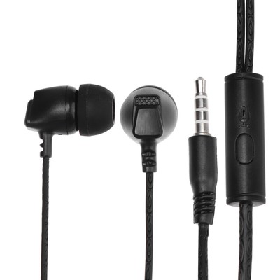 Наушники mObility mt-27, вакуумные, микрофон, 3.5 мм, 1 м, чёрные
