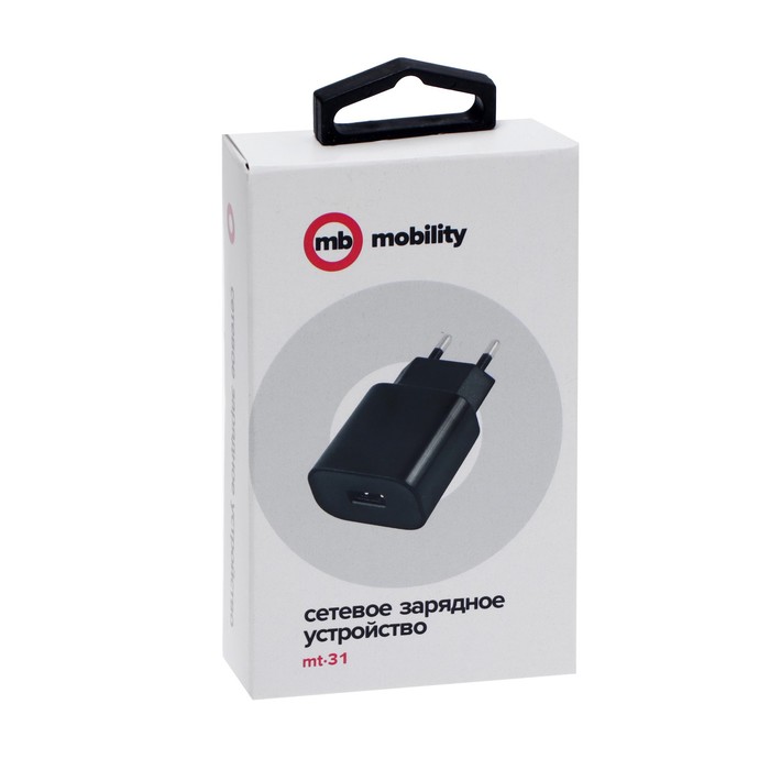 Сетевое зарядное устройство mObility mt-31, USB, 1 А, черное - фото 51457951