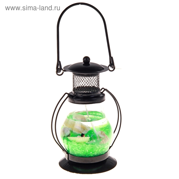 Свеча гелевая "Фонарик", цвет зеленый - Фото 1