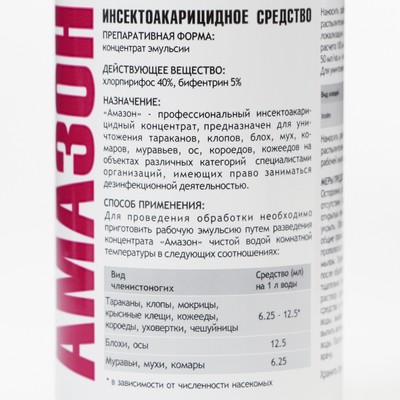 Концентрат от тараканов, клопов и других насекомых «Амазон», флакон, 100 мл