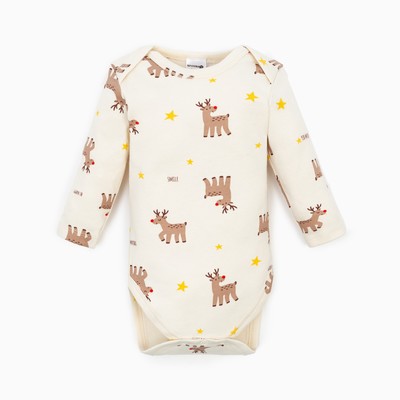 Боди детское «Крошка Я» Mery Xmas, рост 74-80 см, бежевое