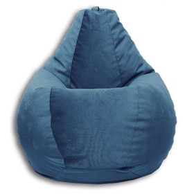 Кресло-мешок «Груша» Позитив Карат, размер M, диаметр 70 см, высота 90 см, велюр, цвет синий