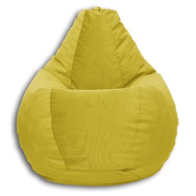 Кресло-мешок «Груша» Позитив Карат, размер M, диаметр 70 см, высота 90 см, велюр, цвет жёлтый