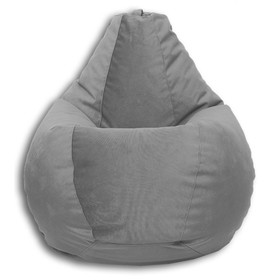 Кресло-мешок «Груша» Позитив Карат, размер XXL, диаметр 105 см, высота 130 см, велюр, цвет серый