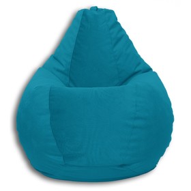 Кресло-мешок «Груша» Позитив Liberty, размер M, диаметр 70 см, высота 90 см, велюр, цвет морская волна