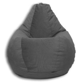 Кресло-мешок «Груша» Позитив Liberty, размер M, диаметр 70 см, высота 90 см, велюр, цвет тёмно-серый