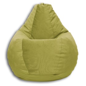 Кресло-мешок «Груша» Позитив Liberty, размер XXL, диаметр 105 см, высота 130 см, велюр, цвет оливковый