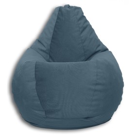 Кресло-мешок «Груша» Позитив Lovely, размер M, диаметр 70 см, высота 90 см, велюр, цвет синий